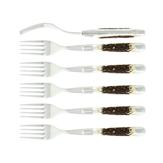 Forge de Laguiole Tradition table forks set with deer antler handle Set 6 Buy on Shopdecor FORGE DE LAGUIOLE collections