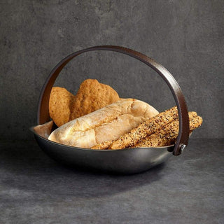 ab+ by Abert Cacao bread basket with faux leather handle 18x18 cm. #variant# | Acquista i prodotti di AB+ ora su ShopDecor
