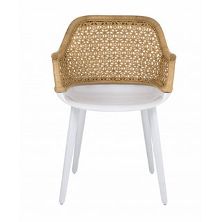 Magis Cyborg Elegant armchair with glossy white frame and back in natural wicker Buy on Shopdecor MAGIS collections