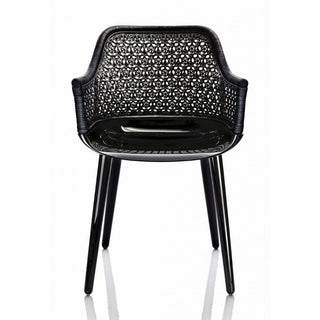 Magis Cyborg Elegant armchair with glossy black frame and back in black wicker Buy on Shopdecor MAGIS collections