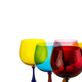 Nason Moretti Burlesque bourgogne red wine chalice light blue and acid green Buy on Shopdecor NASON MORETTI collections