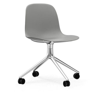 Normann Copenhagen Form polypropylene swivel chair with 4 wheels, aluminium legs Normann Copenhagen Form Grey - Buy now on ShopDecor - Discover the best products by NORMANN COPENHAGEN design
