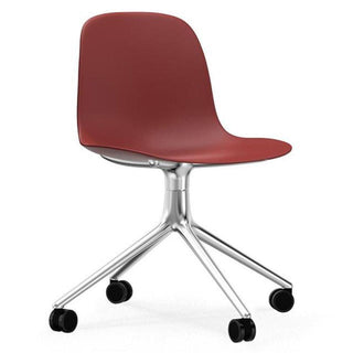 Normann Copenhagen Form polypropylene swivel chair with 4 wheels, aluminium legs Normann Copenhagen Form Red - Buy now on ShopDecor - Discover the best products by NORMANN COPENHAGEN design