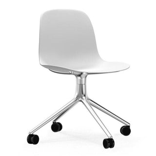 Normann Copenhagen Form polypropylene swivel chair with 4 wheels, aluminium legs Normann Copenhagen Form White - Buy now on ShopDecor - Discover the best products by NORMANN COPENHAGEN design