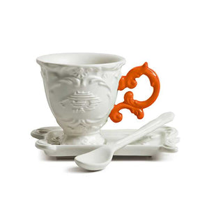 Seletti I-Wares coffee set with coffee cup, spoon and saucer White/Orange Buy on Shopdecor SELETTI collections