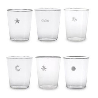 Zafferano Symbols Set 6 transparent water glasses with various symbols - Buy now on ShopDecor - Discover the best products by ZAFFERANO design