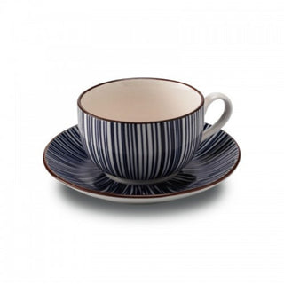 Zafferano Tue porcelain Tea cup with small plate blue stripes Buy on Shopdecor ZAFFERANO collections